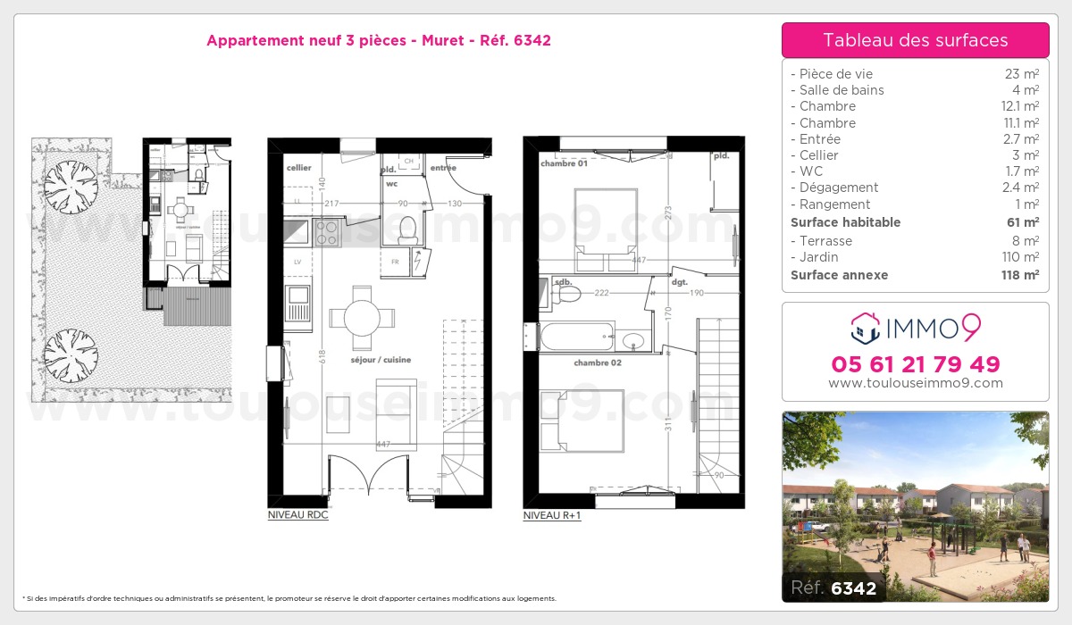 Plan et surfaces, Programme neuf Muret Référence n° 6342