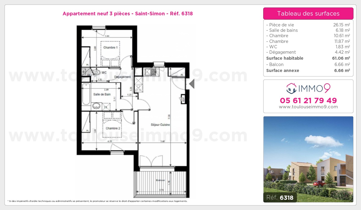 Plan et surfaces, Programme neuf Toulouse : Saint-Simon Référence n° 6318