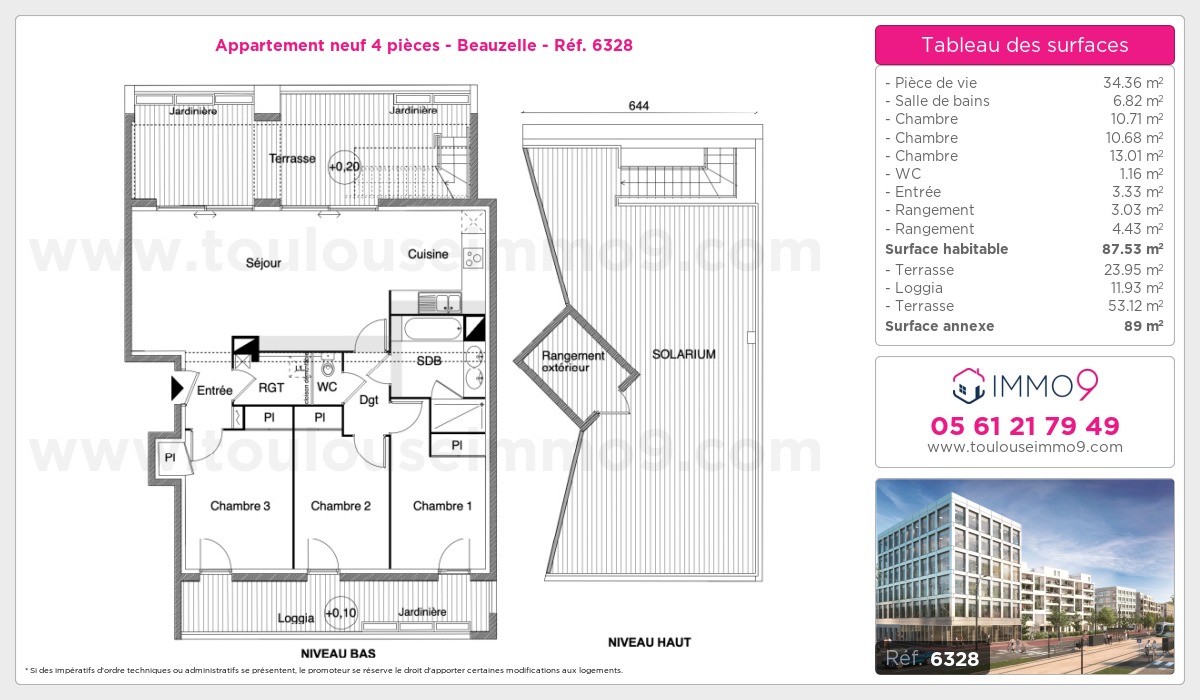 Plan et surfaces, Programme neuf Beauzelle Référence n° 6328