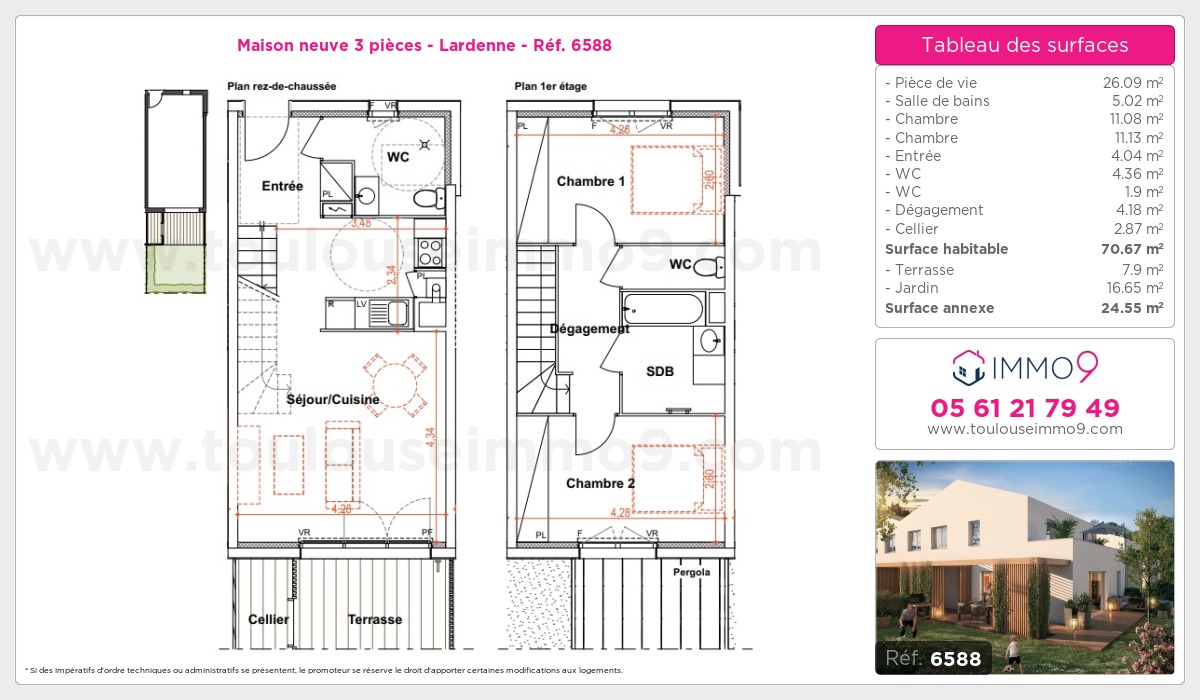 Plan et surfaces, Programme neuf Toulouse : Lardenne Référence n° 6588