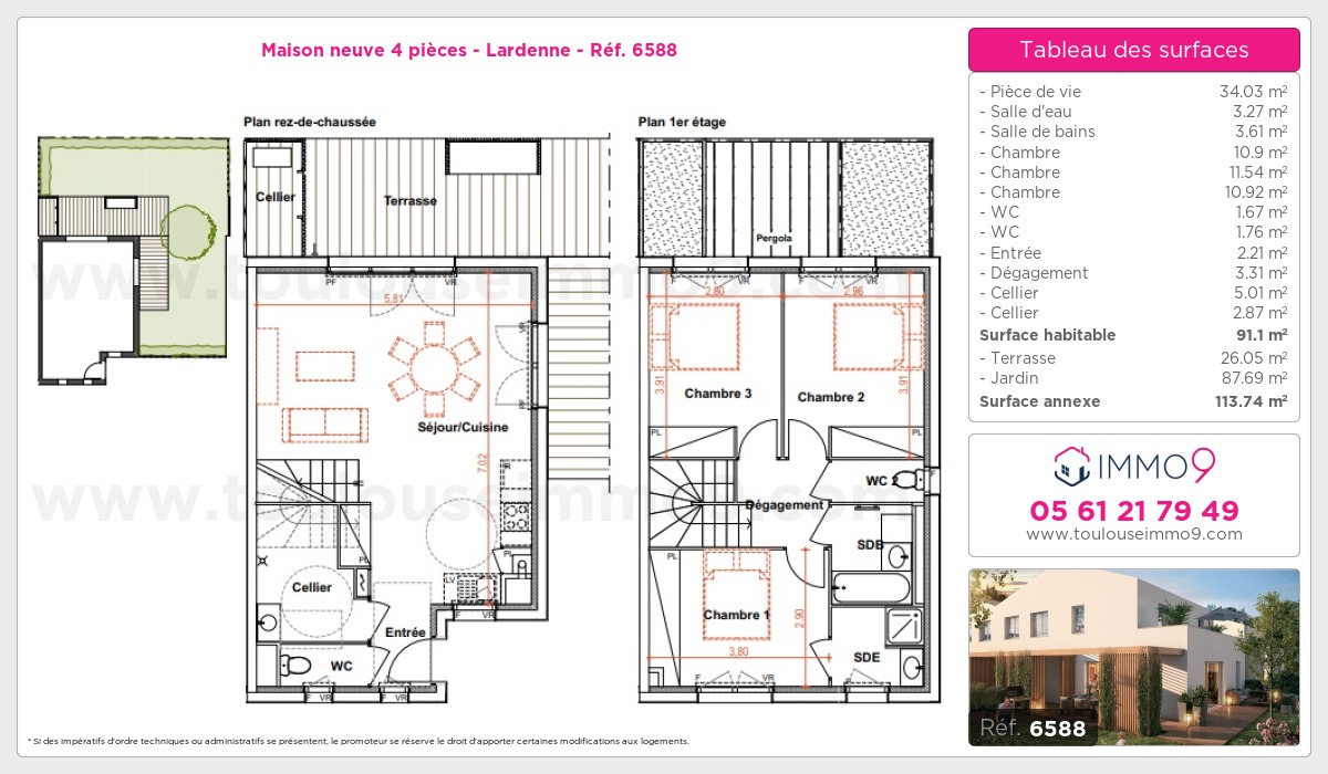 Plan et surfaces, Programme neuf Toulouse : Lardenne Référence n° 6588