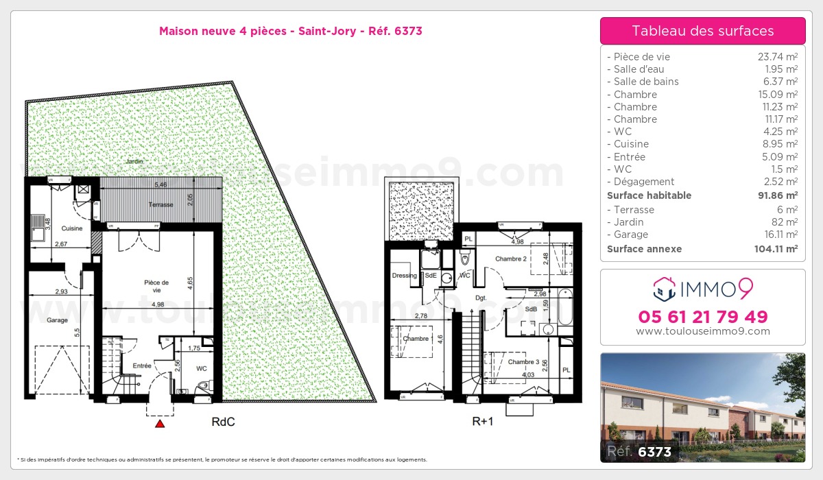 Plan et surfaces, Programme neuf Saint-Jory Référence n° 6373