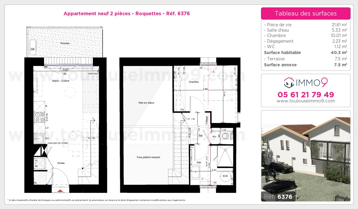 Plan et surfaces, Programme neuf Roquettes Référence n° 6376