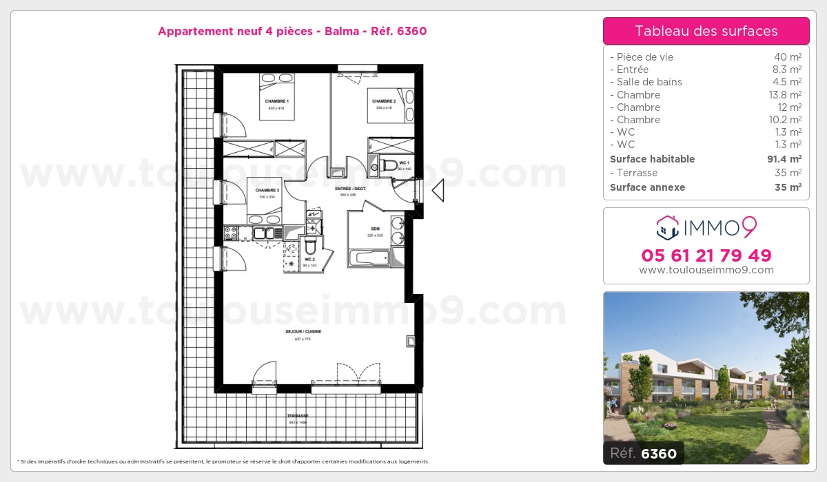 Plan et surfaces, Programme neuf Balma Référence n° 6360