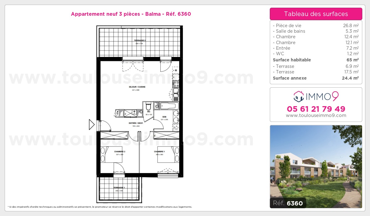 Plan et surfaces, Programme neuf Balma Référence n° 6360