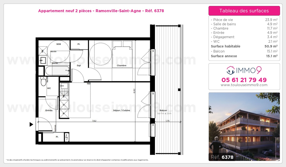 Plan et surfaces, Programme neuf Ramonville-Saint-Agne Référence n° 6378