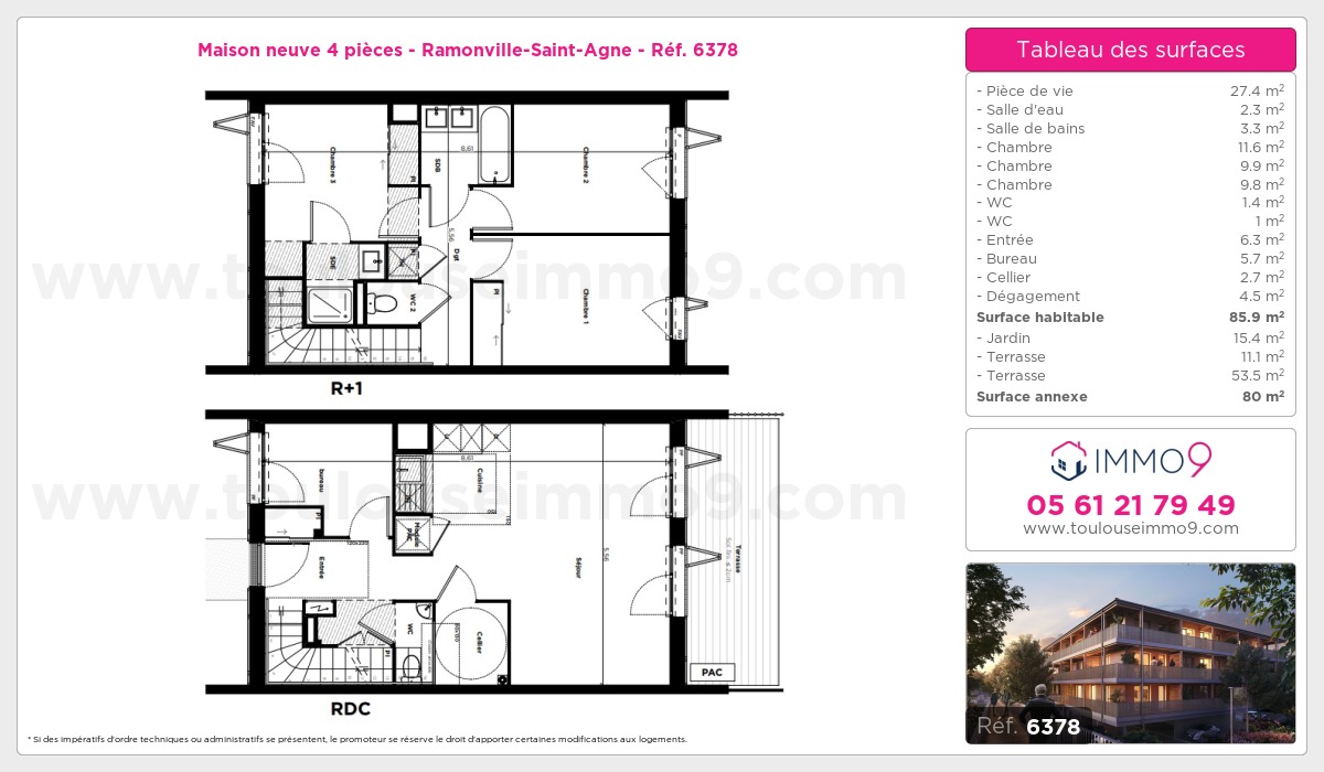 Plan et surfaces, Programme neuf Ramonville-Saint-Agne Référence n° 6378