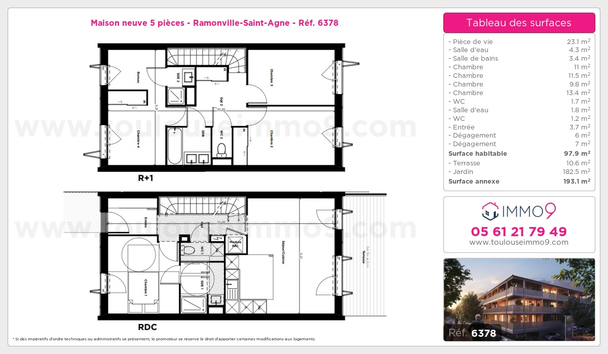 Plan et surfaces, Programme neuf Ramonville-Saint-Agne Référence n° 6378