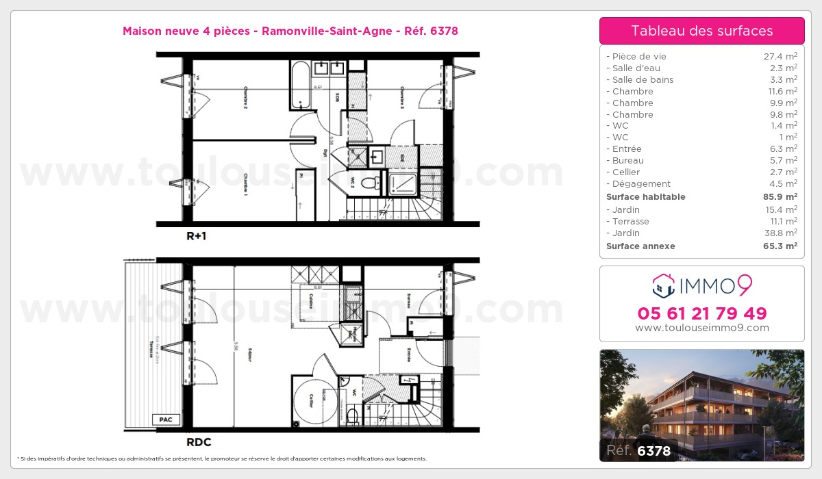 Plan et surfaces, Programme neuf Ramonville-Saint-Agne Référence n° 6378