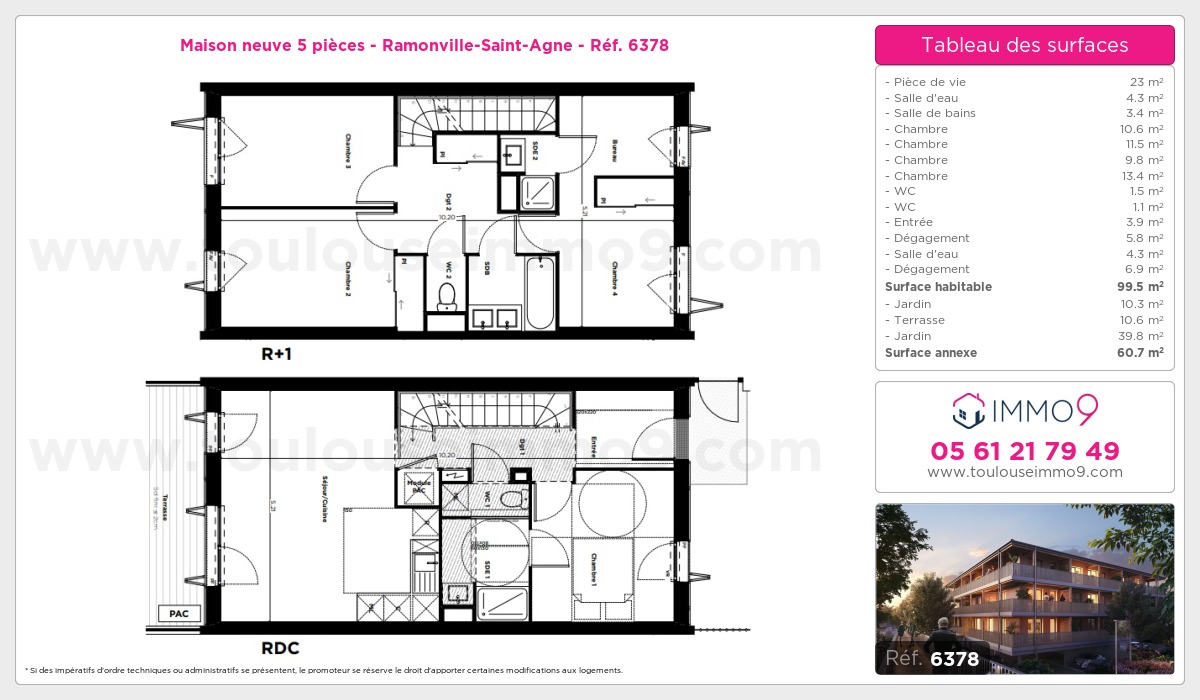 Plan et surfaces, Programme neuf Ramonville-Saint-Agne Référence n° 6378