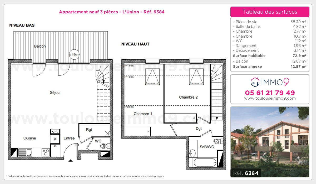 Plan et surfaces, Programme neuf L'Union Référence n° 6384