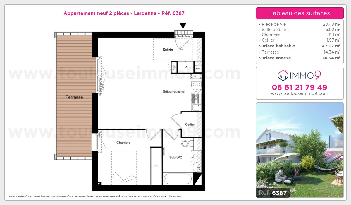 Plan et surfaces, Programme neuf Toulouse : Lardenne Référence n° 6387
