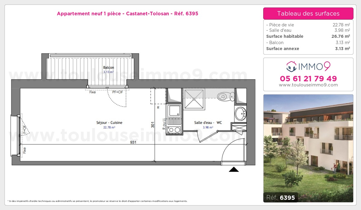 Plan et surfaces, Programme neuf Castanet-Tolosan Référence n° 6395