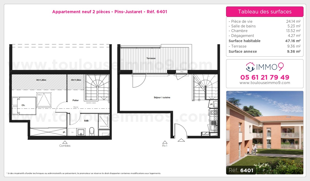 Plan et surfaces, Programme neuf Pins-Justaret Référence n° 6401