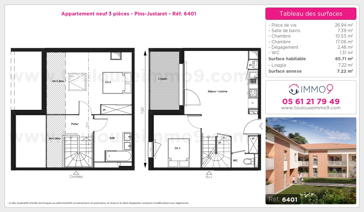 Plan et surfaces, Programme neuf Pins-Justaret Référence n° 6401