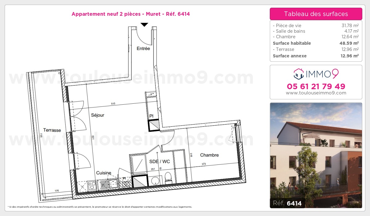 Plan et surfaces, Programme neuf Muret Référence n° 6414