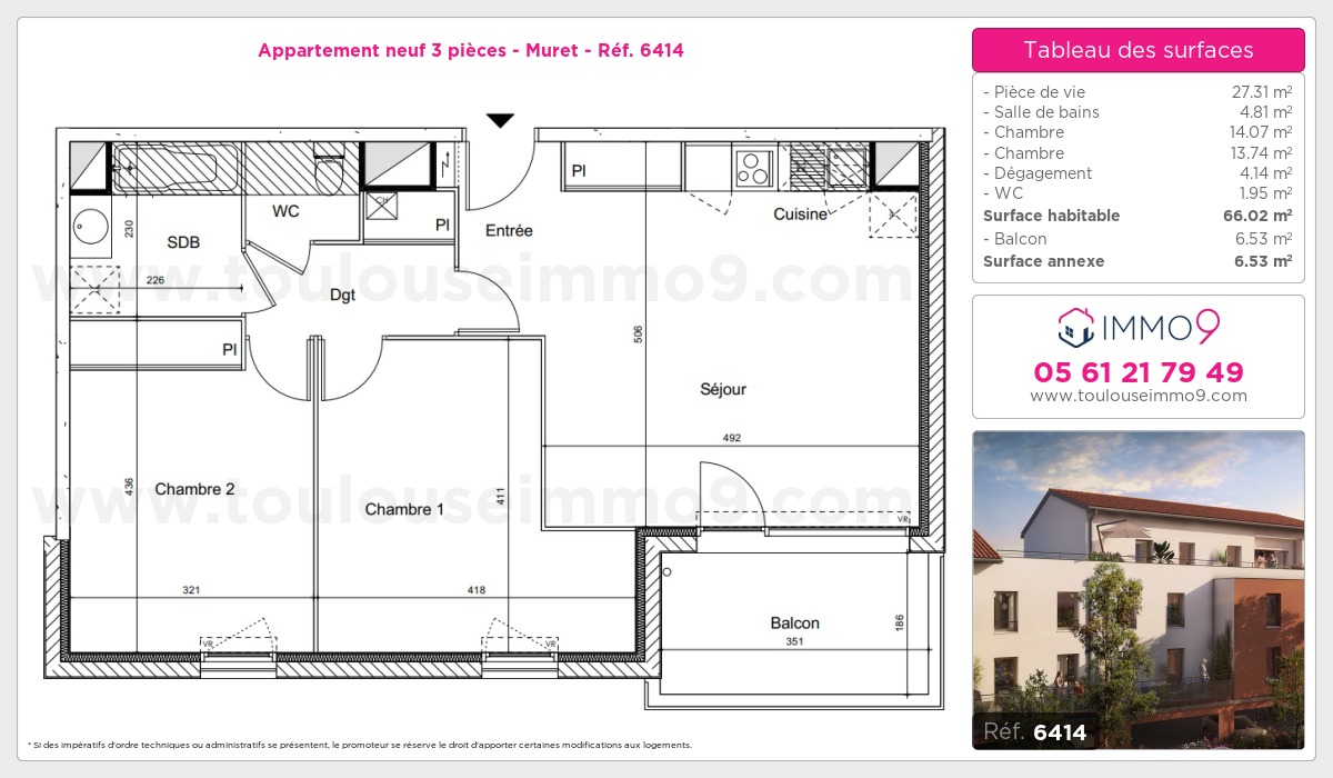 Plan et surfaces, Programme neuf Muret Référence n° 6414