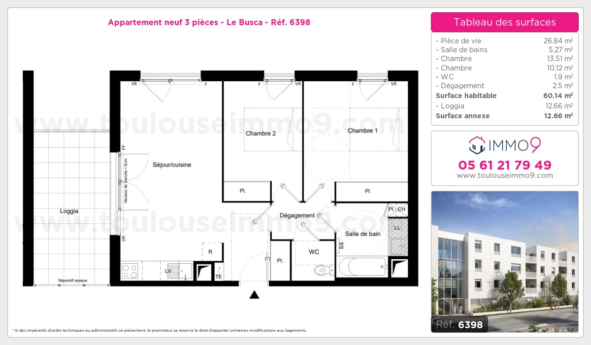 Plan et surfaces, Programme neuf Toulouse : Busca Référence n° 6398