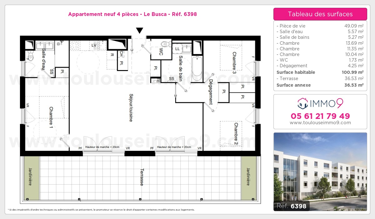 Plan et surfaces, Programme neuf Toulouse : Busca Référence n° 6398