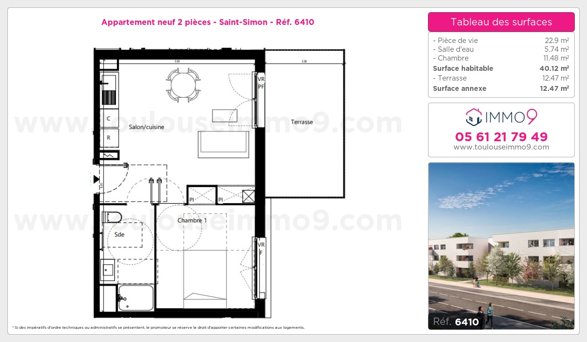 Plan et surfaces, Programme neuf Toulouse : Saint-Simon Référence n° 6410