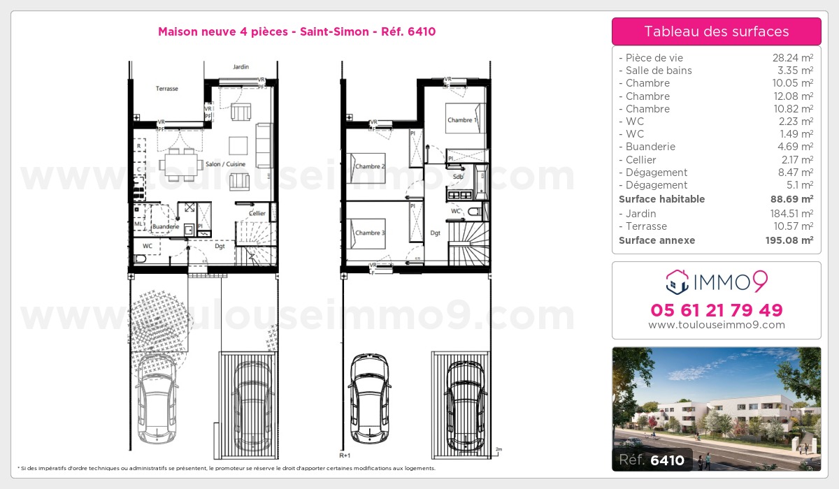 Plan et surfaces, Programme neuf Toulouse : Saint-Simon Référence n° 6410