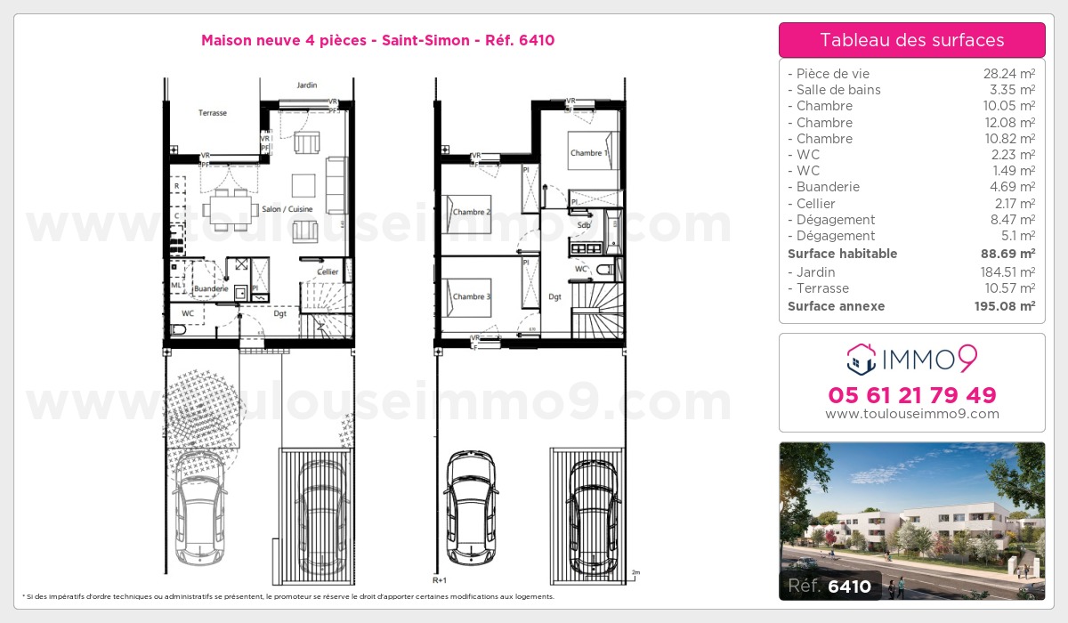Plan et surfaces, Programme neuf Toulouse : Saint-Simon Référence n° 6410