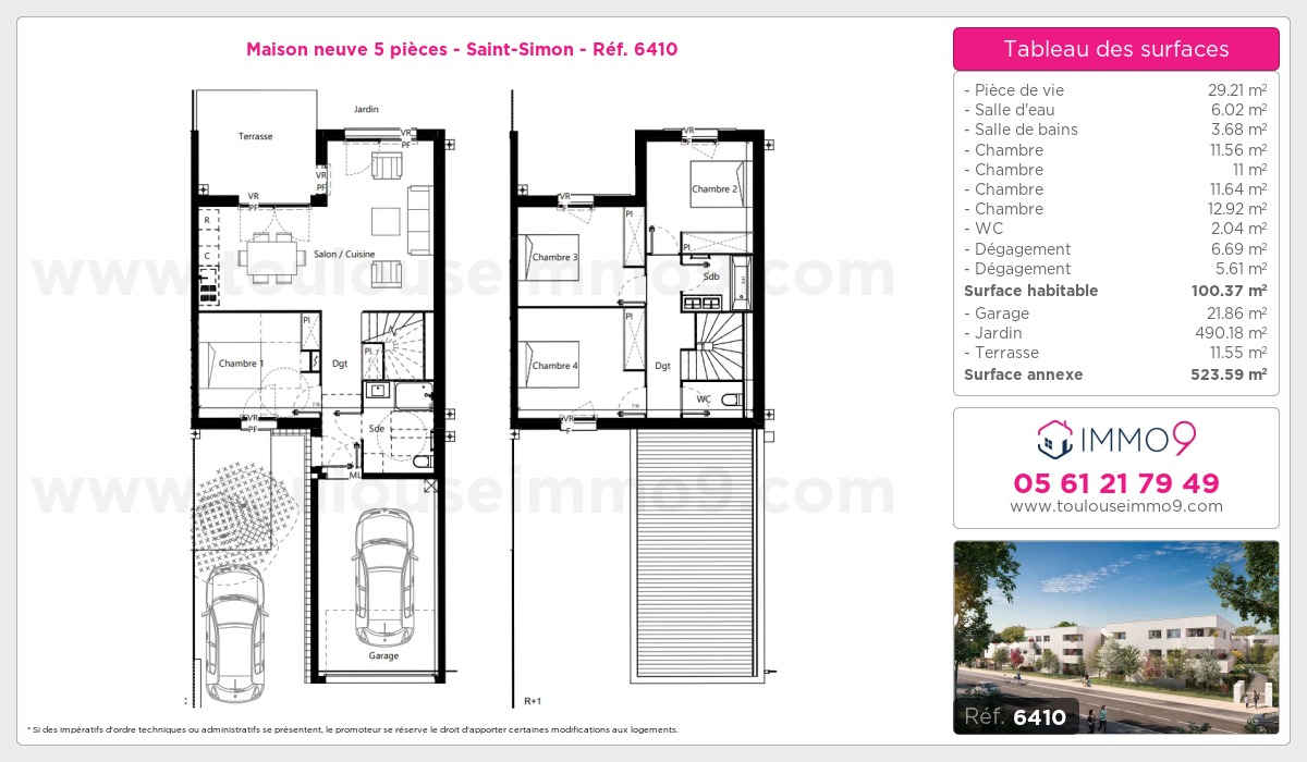 Plan et surfaces, Programme neuf Toulouse : Saint-Simon Référence n° 6410