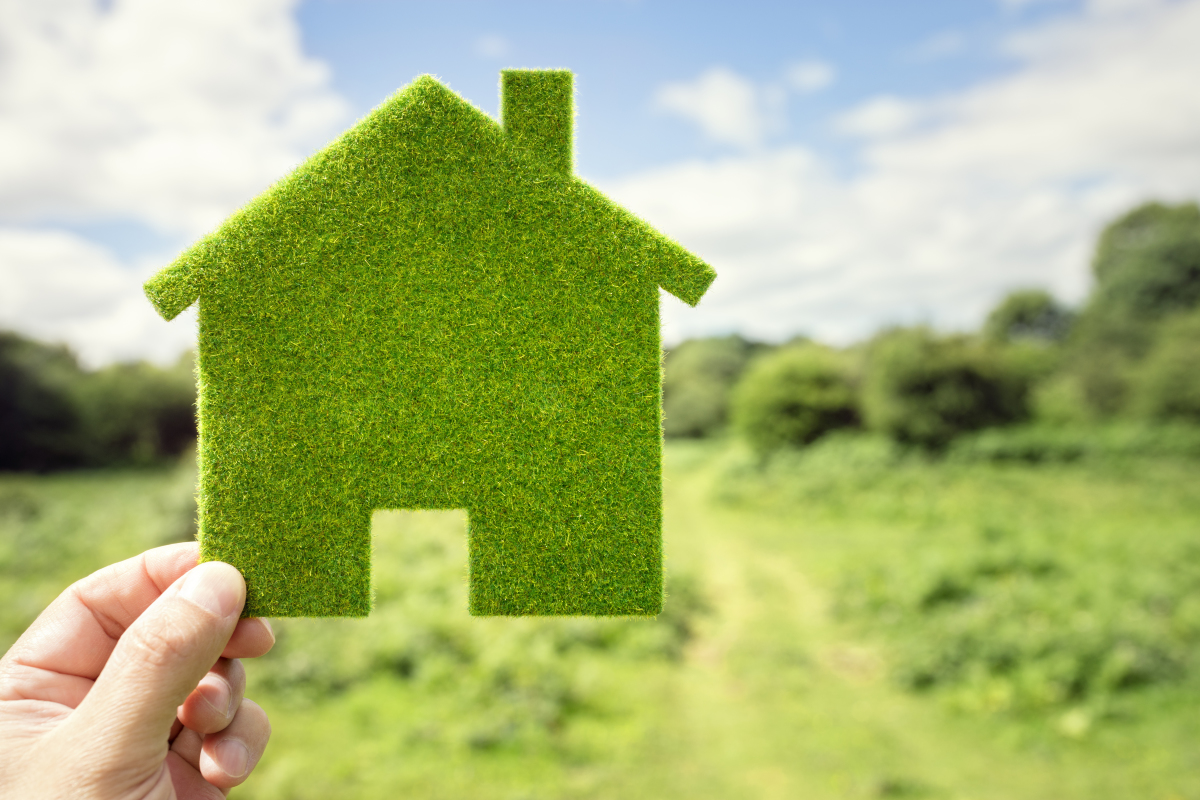 Une représentation d’une maison faite en gazon