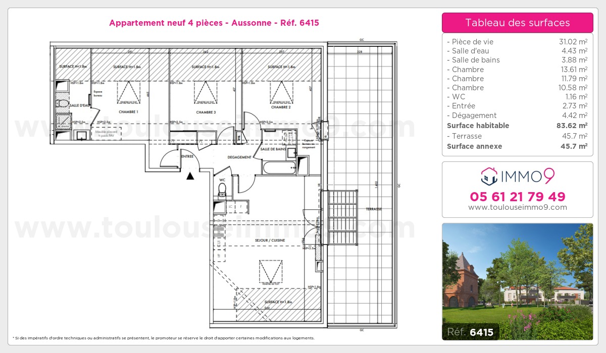 Plan et surfaces, Programme neuf Aussonne Référence n° 6415