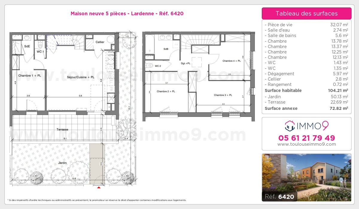 Plan et surfaces, Programme neuf Toulouse : Lardenne Référence n° 6420