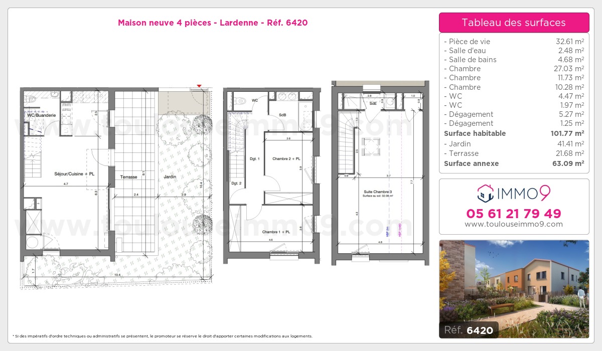 Plan et surfaces, Programme neuf Toulouse : Lardenne Référence n° 6420