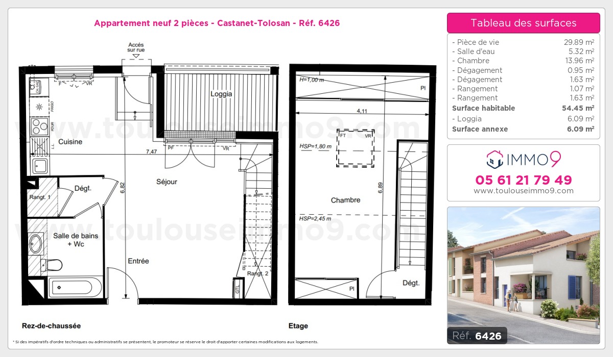 Plan et surfaces, Programme neuf Castanet-Tolosan Référence n° 6426