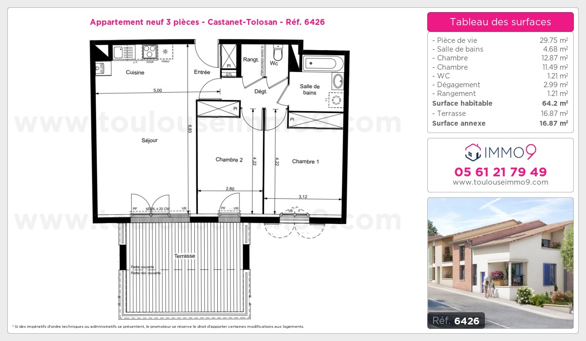 Plan et surfaces, Programme neuf Castanet-Tolosan Référence n° 6426