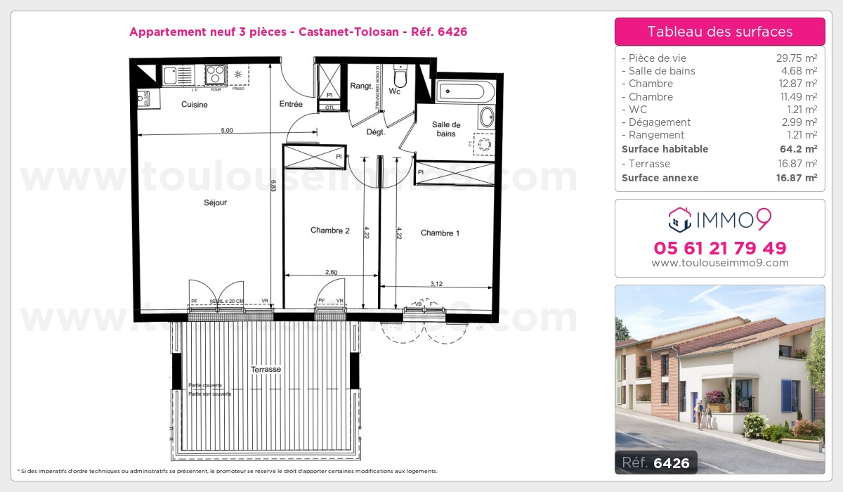 Plan et surfaces, Programme neuf Castanet-Tolosan Référence n° 6426