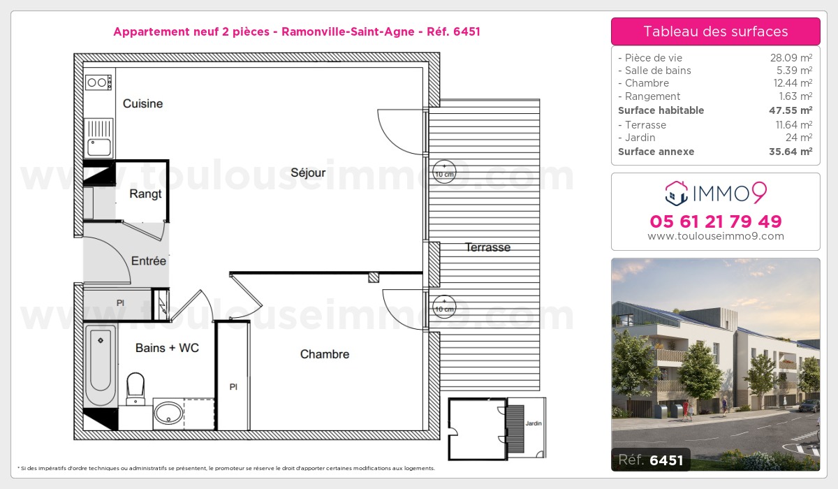 Plan et surfaces, Programme neuf Ramonville-Saint-Agne Référence n° 6451