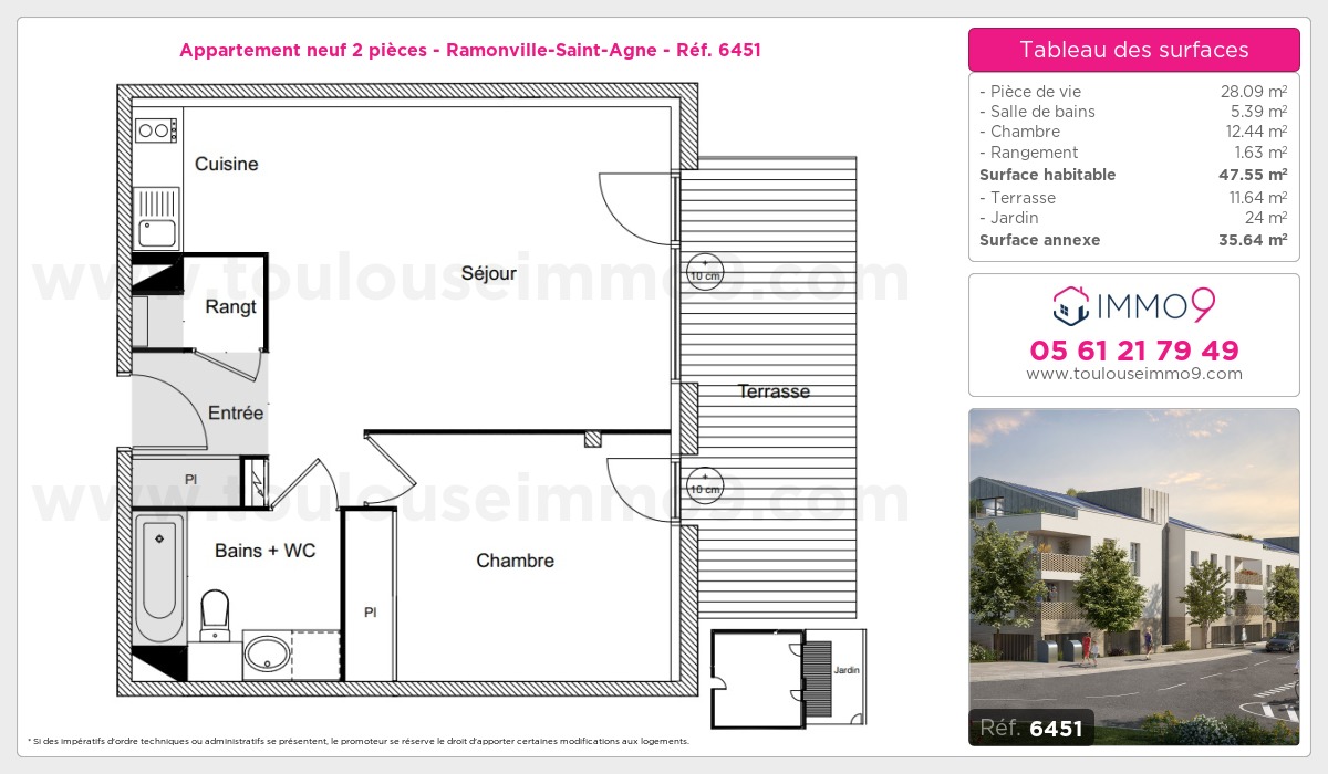 Plan et surfaces, Programme neuf Ramonville-Saint-Agne Référence n° 6451