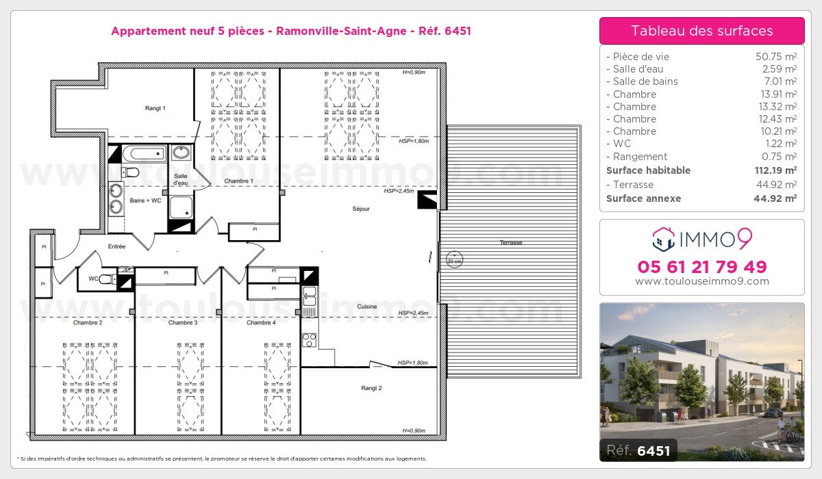 Plan et surfaces, Programme neuf Ramonville-Saint-Agne Référence n° 6451