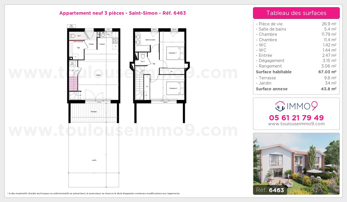 Plan et surfaces, Programme neuf Toulouse : Saint-Simon Référence n° 6463