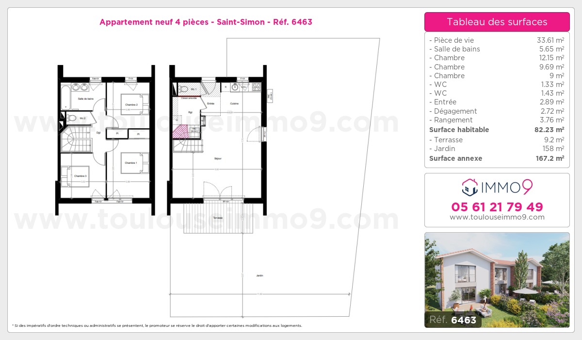 Plan et surfaces, Programme neuf Toulouse : Saint-Simon Référence n° 6463