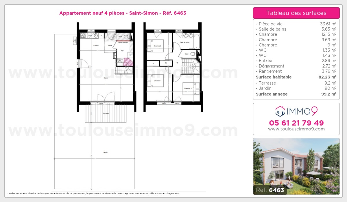 Plan et surfaces, Programme neuf Toulouse : Saint-Simon Référence n° 6463