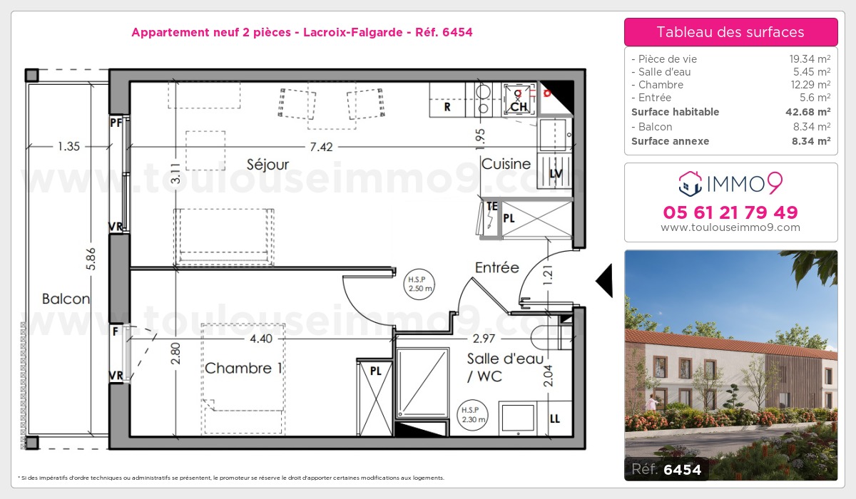Plan et surfaces, Programme neuf Lacroix-Falgarde Référence n° 6454