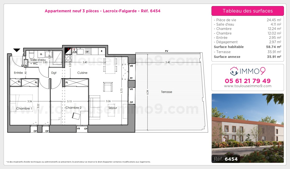 Plan et surfaces, Programme neuf Lacroix-Falgarde Référence n° 6454