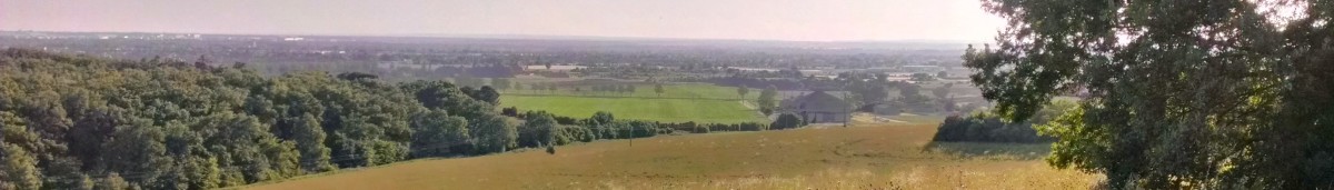 Pinel Pechbonnieu – Vue panoramique d’un champ avec la ville de Pechbonnieu en fond