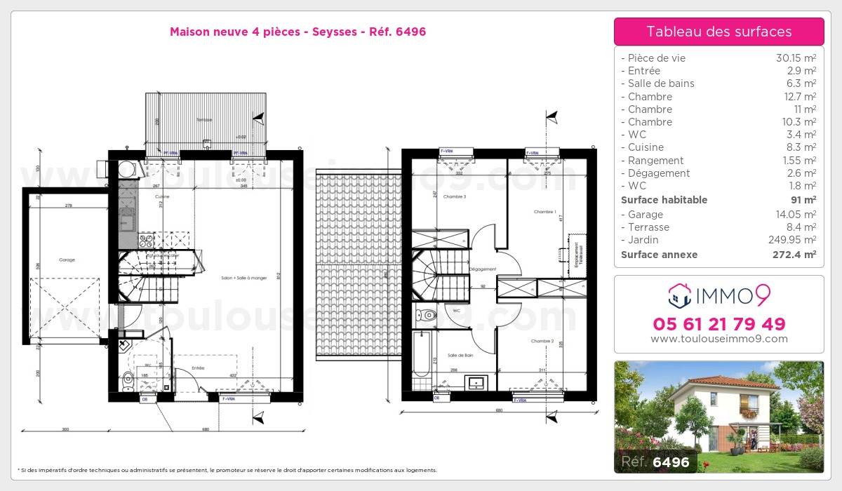 Plan et surfaces, Programme neuf Seysses Référence n° 6496