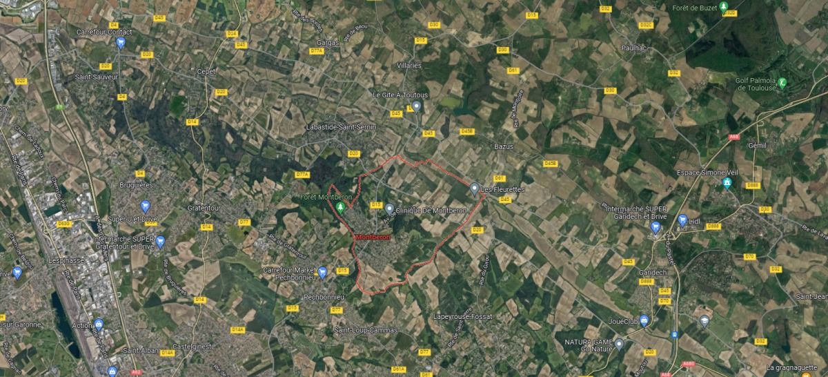 Pinel Montberon – Vue satellite de Montberon