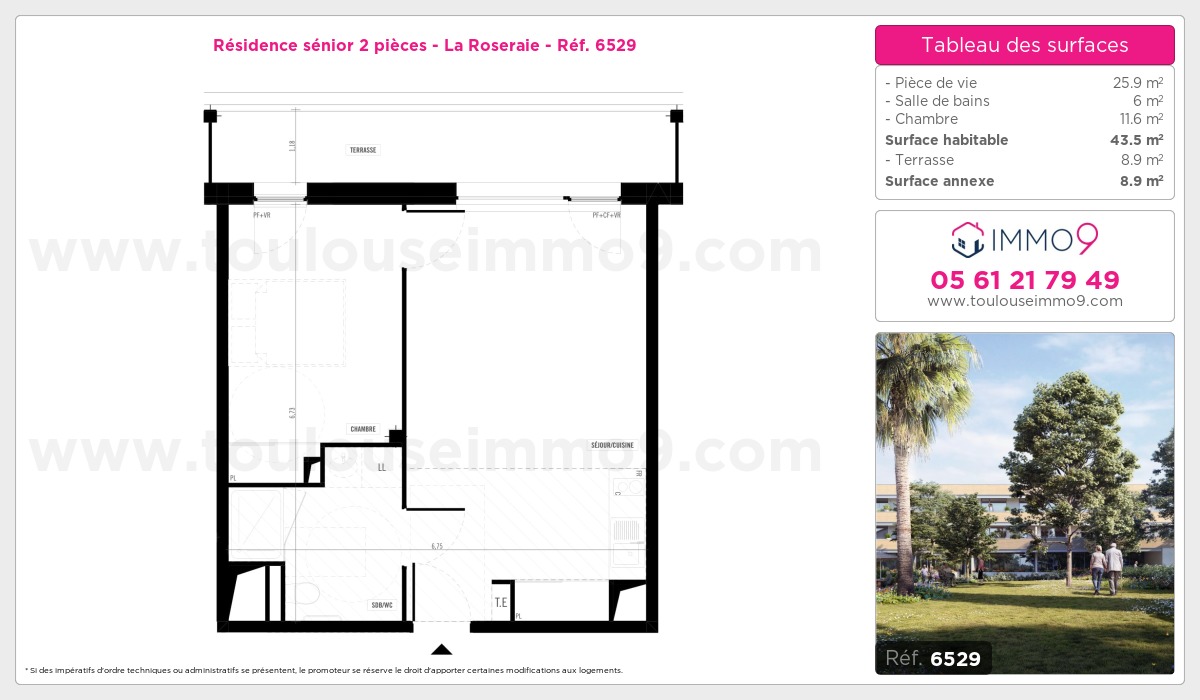 Plan et surfaces, Programme neuf Toulouse : Roseraie Référence n° 6529