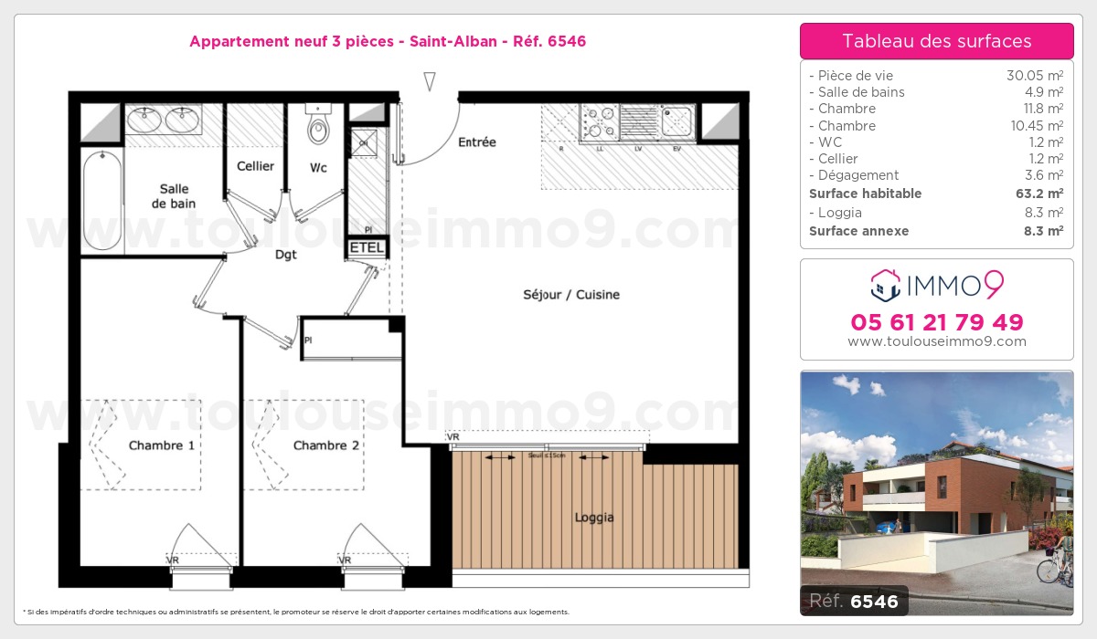 Plan et surfaces, Programme neuf Saint-Alban Référence n° 6546