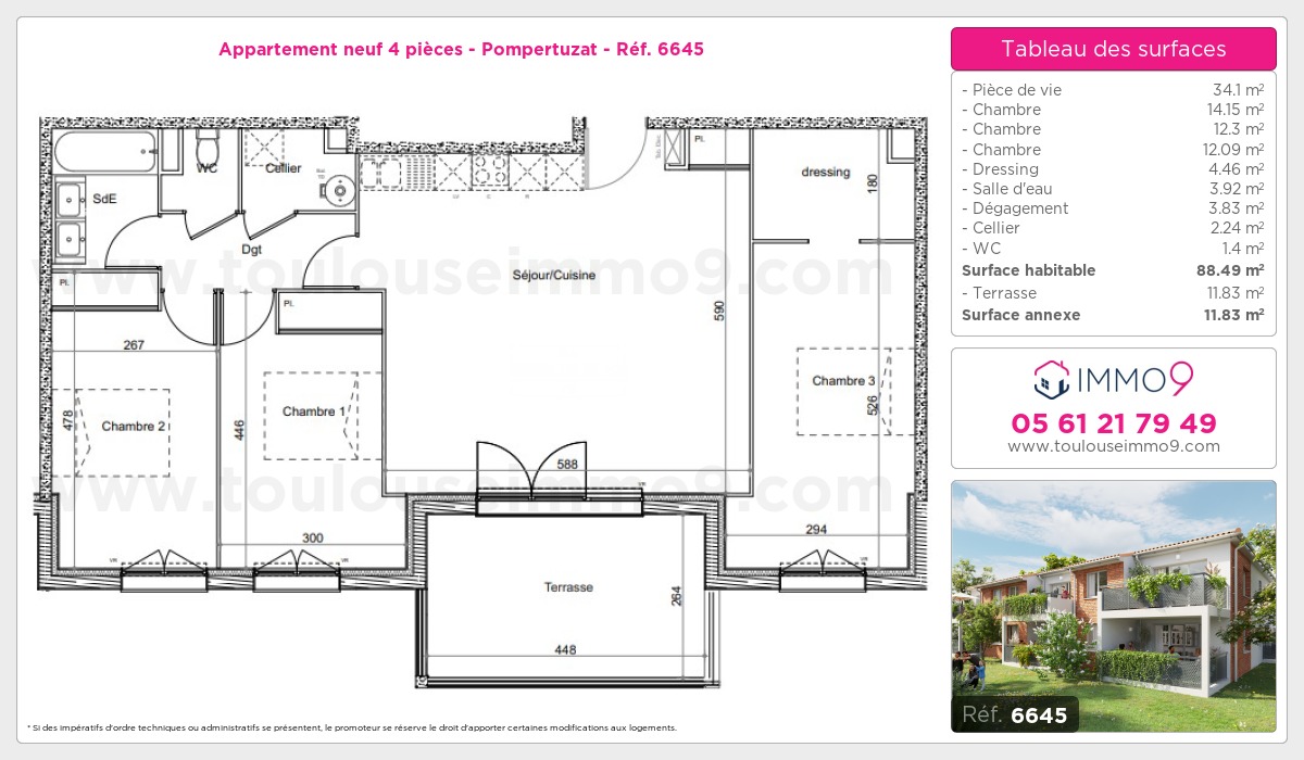 Plan et surfaces, Programme neuf Pompertuzat Référence n° 6645