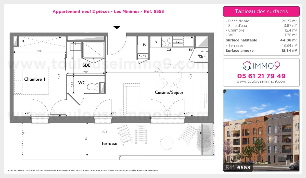 Plan et surfaces, Programme neuf Toulouse : Minimes Référence n° 6553