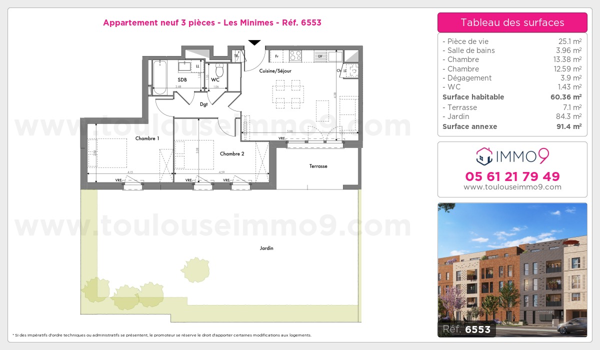 Plan et surfaces, Programme neuf Toulouse : Minimes Référence n° 6553